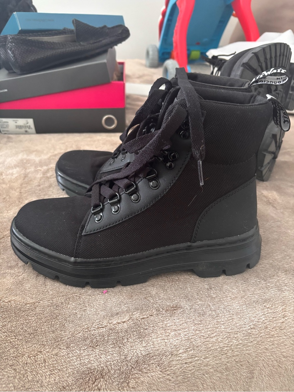 Dr. Martens Black Lace-Up Canvas Boots
